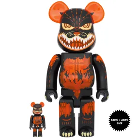 Godzilla from Godzilla vs Destoroyah (Meltdown: Clear Orange Ver.) 100%   400% Bearbrick Set by Medicom Toy