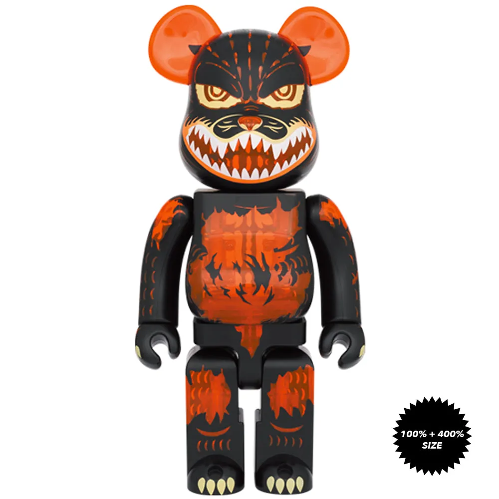 Godzilla from Godzilla vs Destoroyah (Meltdown: Clear Orange Ver.) 100%   400% Bearbrick Set by Medicom Toy