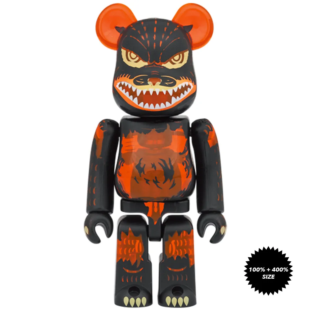 Godzilla from Godzilla vs Destoroyah (Meltdown: Clear Orange Ver.) 100%   400% Bearbrick Set by Medicom Toy