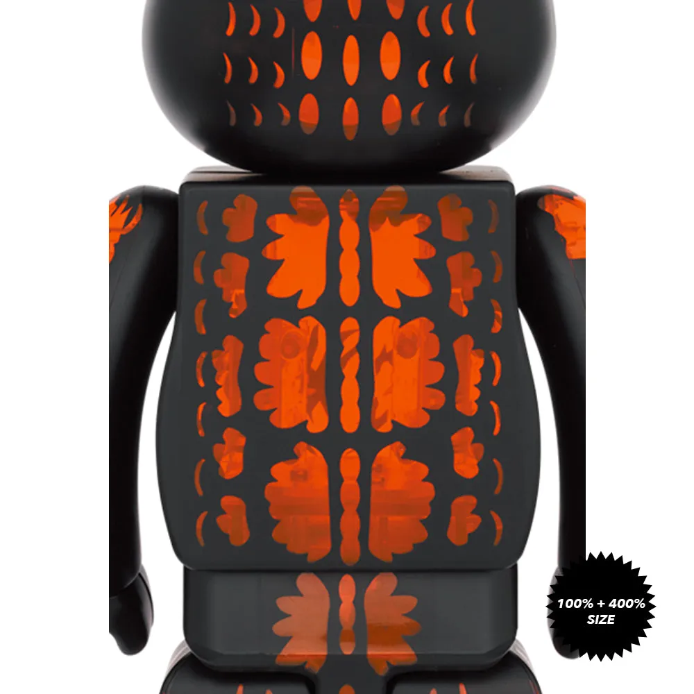 Godzilla from Godzilla vs Destoroyah (Meltdown: Clear Orange Ver.) 100%   400% Bearbrick Set by Medicom Toy