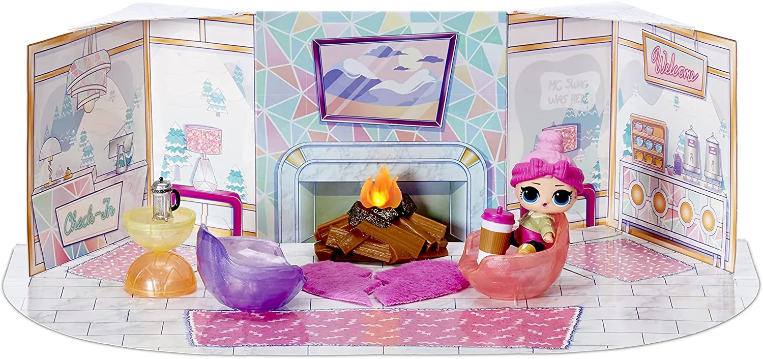 LOL Surprise Winter Chill Hangout Spaces Furniture Playset with Cozy Babe Doll, 10  Surprises, Accessories, for LOL Dollhouse Play