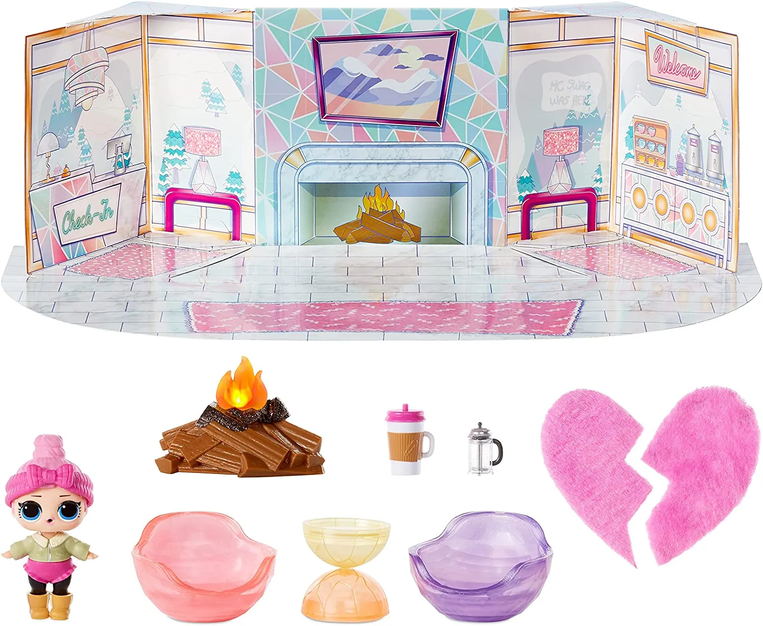 LOL Surprise Winter Chill Hangout Spaces Furniture Playset with Cozy Babe Doll, 10  Surprises, Accessories, for LOL Dollhouse Play