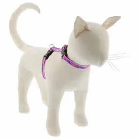 Lupine Reflective H-Style Cat Harness 1/2" Wide 9"-14" Girth Pink Paws