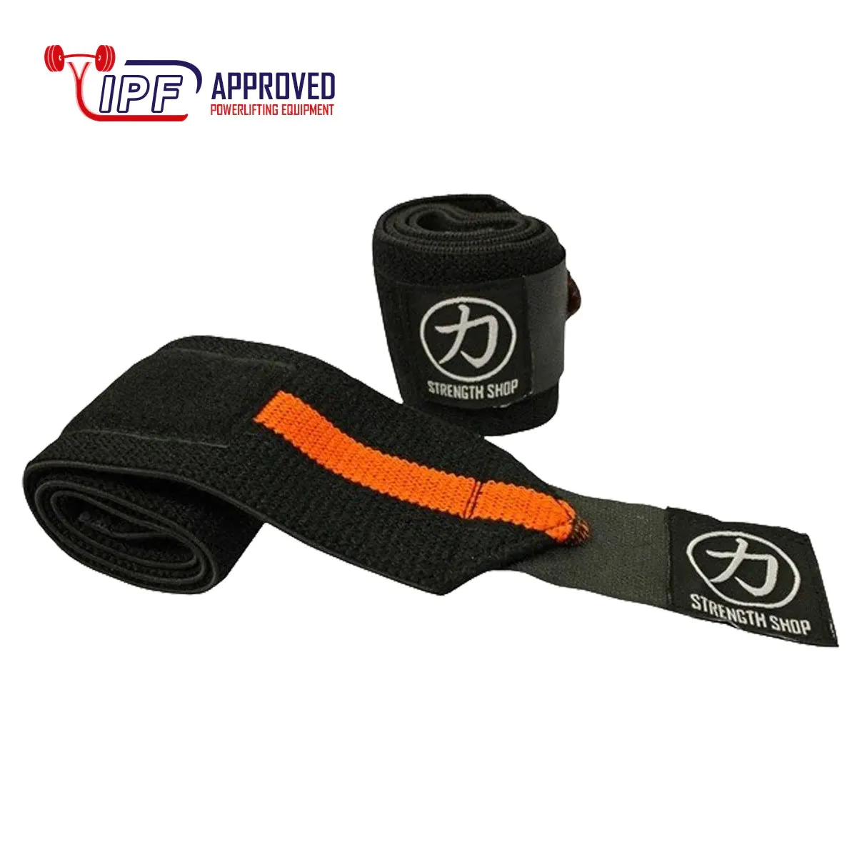 Medium Wrist Wraps, Black Orange - IPF Approved