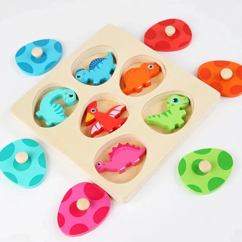 Montessori Wood Dinosaur Peg Puzzle