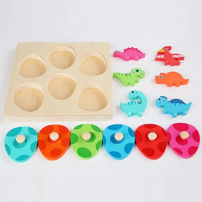 Montessori Wood Dinosaur Peg Puzzle