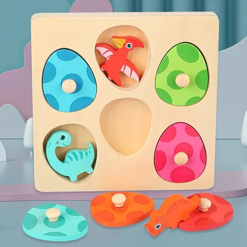 Montessori Wood Dinosaur Peg Puzzle