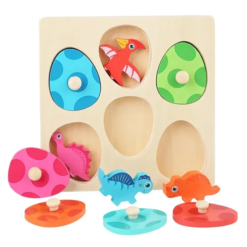 Montessori Wood Dinosaur Peg Puzzle