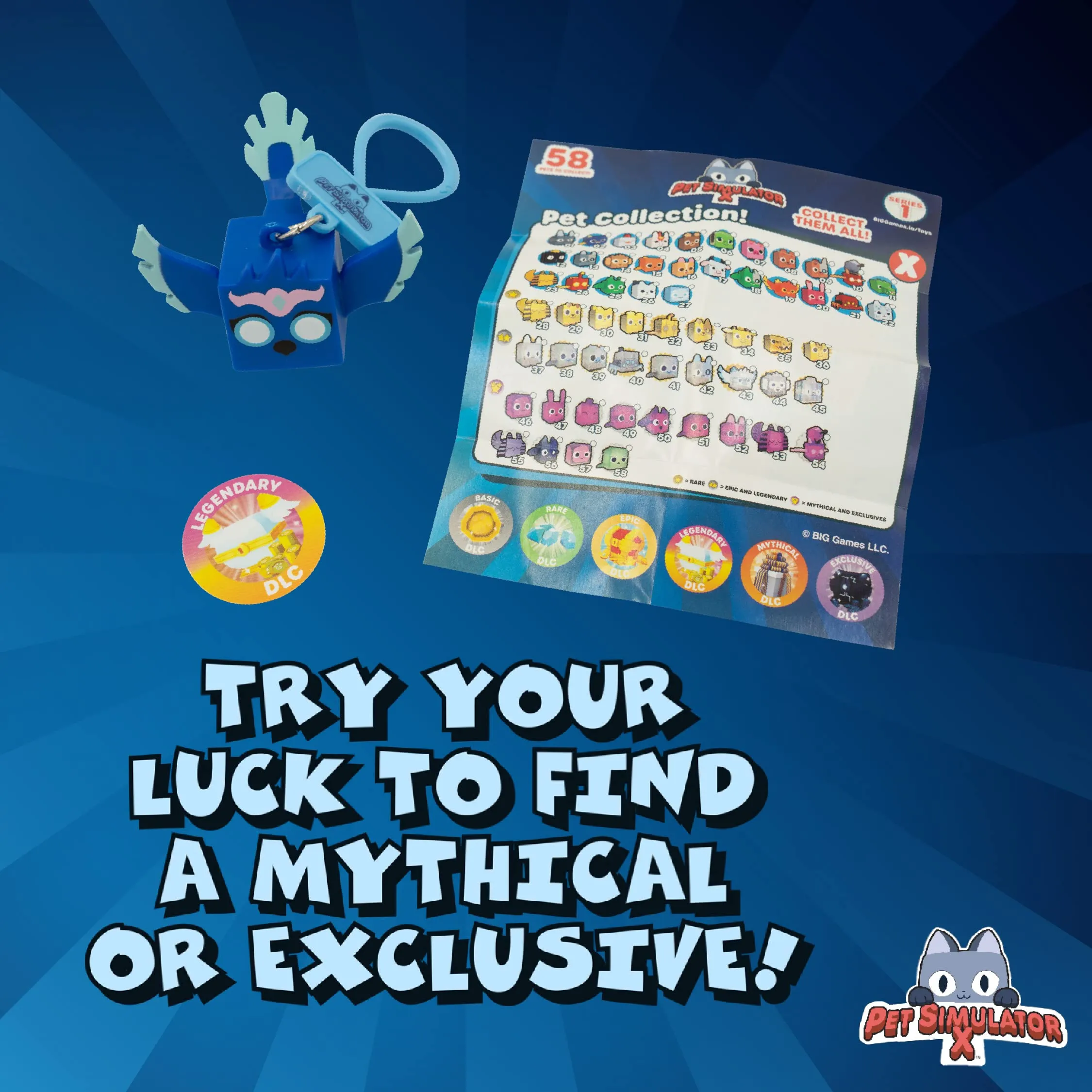 PET Simulator X - Mystery Pet Minifigure Toys with Collector Clip - Blind Bags 3 Pack and Chance of DLC Code - Surprise Collectable