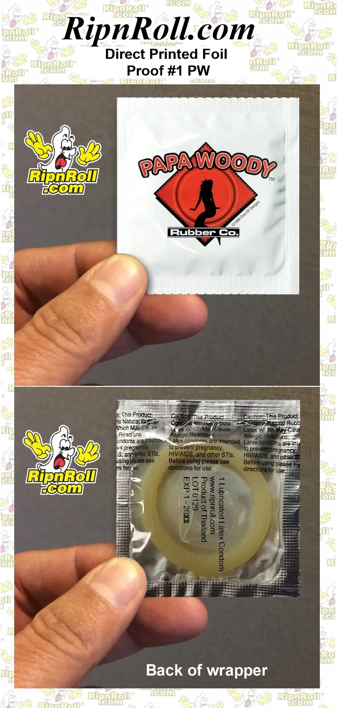 Printed White Foil with Full Color imprint - Papa Woody Red