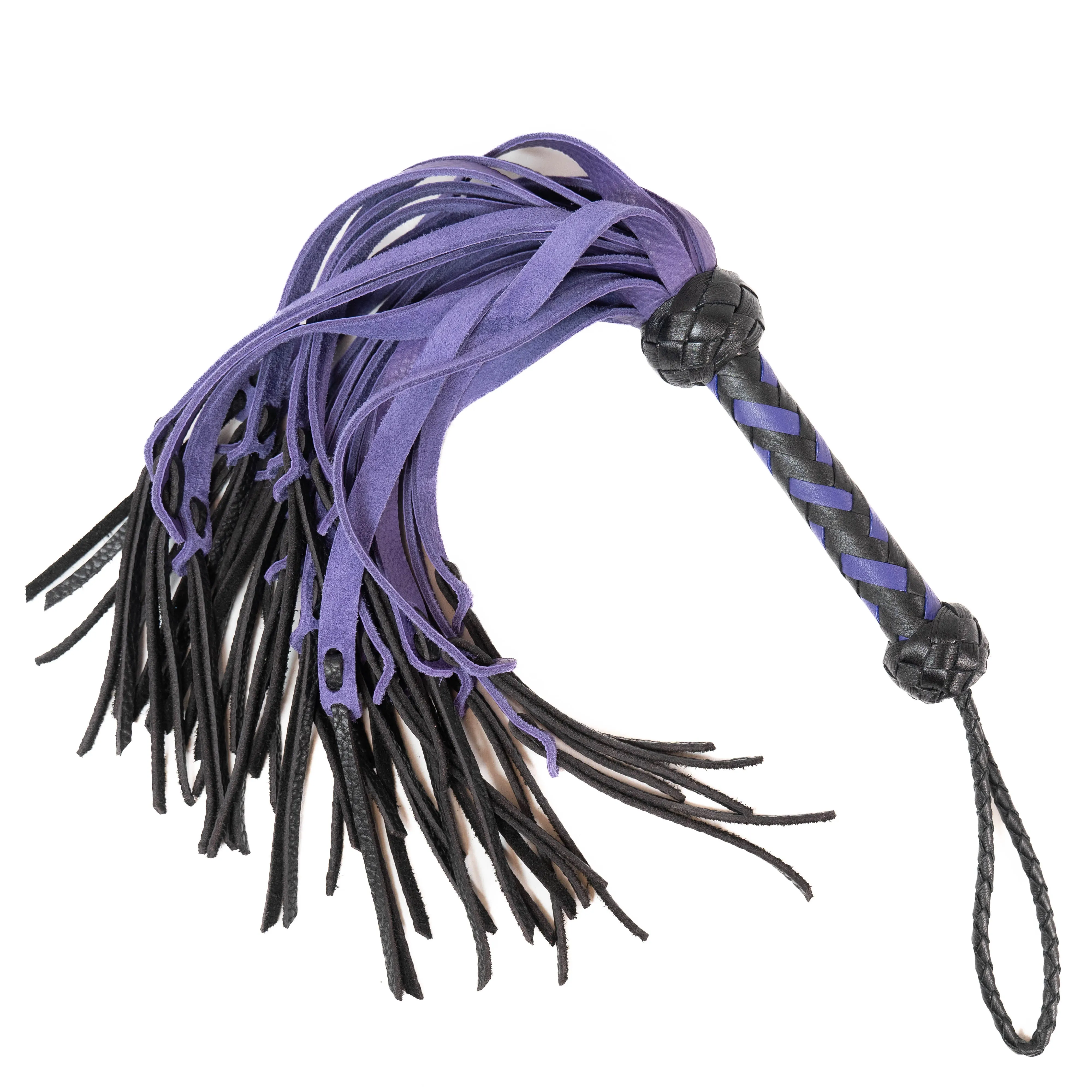 Rapture Leather Medusa Flogger in Purple & Black