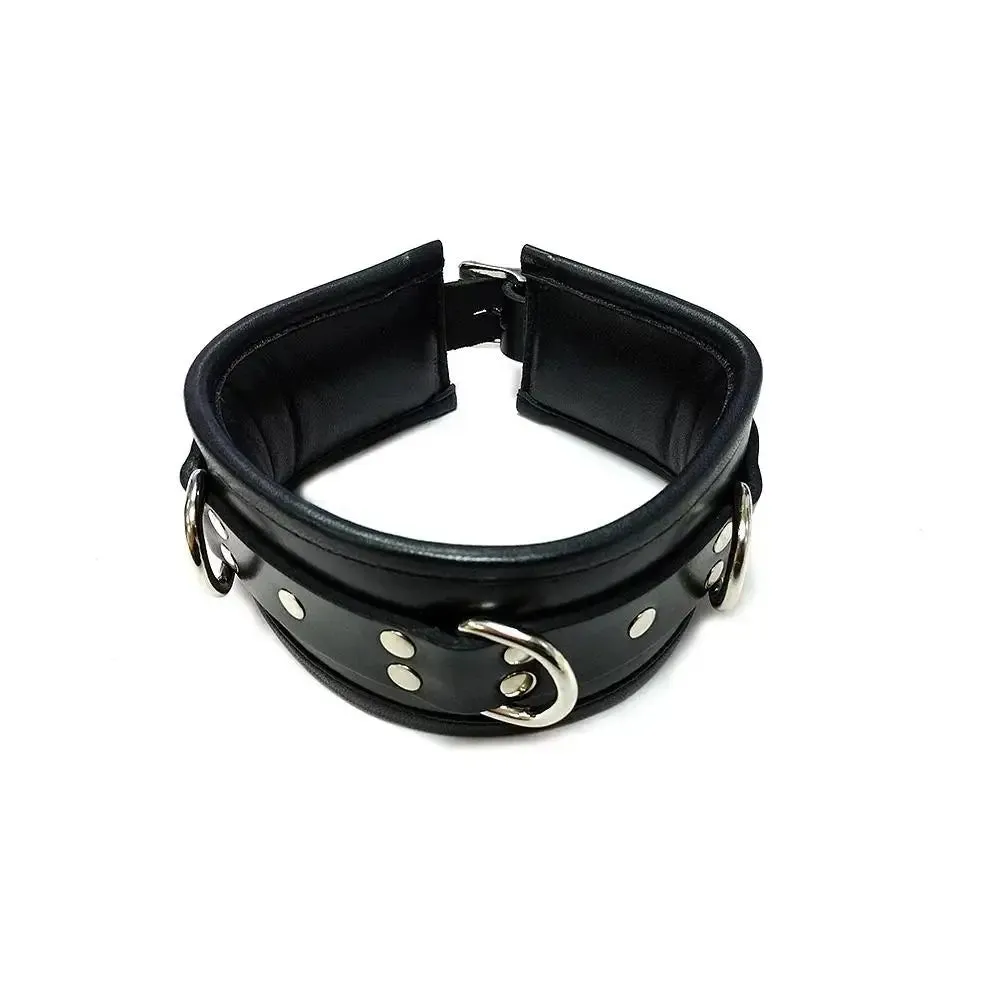 Rouge Garments Black Padded Collar and D-rings with Buckles