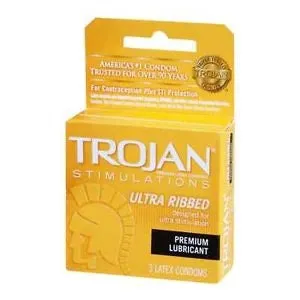 Trojan Ultra Ribbed Condoms x3